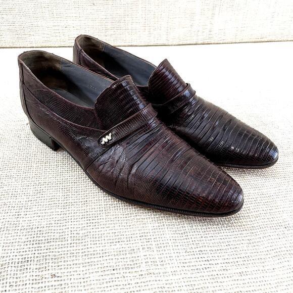 John Weitz Genuine Lizard Dress Loafers, Slip on, Pointed toe, Men's 9 - Picture 4 of 12